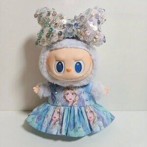 Disney Frozen Elsa Dress with Sparkle Sequin Bow Labubu Outfit